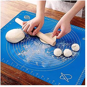 Thriftkart Silicon Roti Mat Non-Stick Silicone Reusable Pastry Fondant Dough Roti Chapati Rolling Baking Sheet Mat (50x40 cm Multicolor)