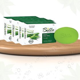 Bella Neem Aloe Vera Soap Herbal Bathing with Essential Oils Natural Healthy, Suitable for All Skin 75g ( pack of 3 )