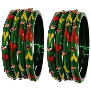                       TWOLAD Designer Wedding Fancy Kada Set For Party, Marriage, Function And Daily Use  Glass Bangles for Women  Girl's                                              