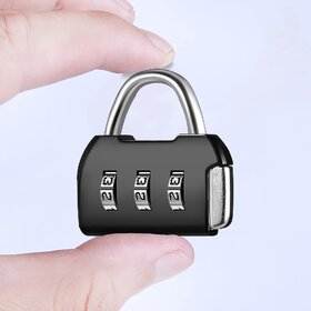 1 Pack 3 Digit Combination Padlock, Black Digit Security Padlocks Resettable Code Locks Suitcase Combination Locks Outdo