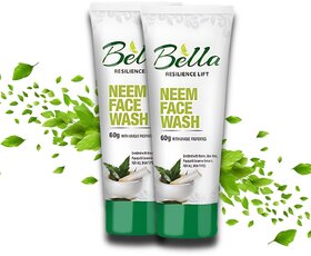 Bella Neem Face Wash For Oily Skin Acne, Pimple And Oil Control With Glowing Skin, Men  Women 60gm (Pack Of 2)