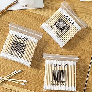                       Natural Eco-Friendly Bamboo Earbuds  Q Tips, 100 Cotton Buds, 500 pcs (Pack of 5, 100 pcs per pack)                                              