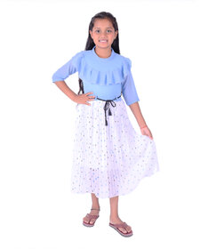 Kid Kupboard Cotton Girls Top and Skirt Set, Multicolor, Half-Sleeves, 8-9 Years KIDS6546