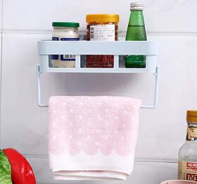 Plastic Multipurpose Kitchen Bathroom Shelf Wall Holder Bathroom Rack Storage Box Strong Magic Sticker Shower Rack Shelf