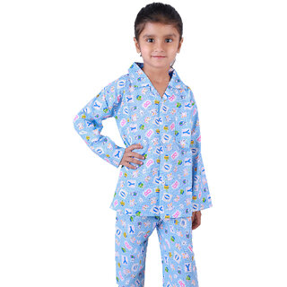 Kid Kupboard Cotton Girls Sleepsuit Set, Blue, Full-Sleeves, 6-7 Years KIDS6559 Kid Kupboard Cotton Girls Sleepsuit Set, Blue, Full-Sleeves, 6-7 Years KIDS6559