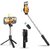 Shine Selfie Stick R1S 3-in-1 Multifunctional Bluetooth Extendable Selfie Sticks with Flash Detachable Wireless Remote Tripod Stand for Mobile Phones (Black)