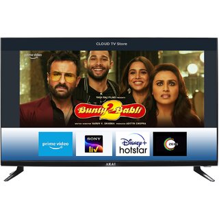                       AKAI 80 cm (32 Inches) HD Ready Smart LED TV AKLT32S-FL1Y9M (Black) (2022 Model)  with Frameless Design                                              