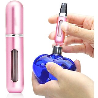                       6ml Portable Mini Refillable Empty Perfume Spray Bottle Atomizer Pump Case for Travel and Outgoing (Pink)                                              