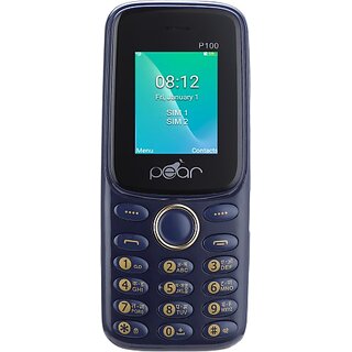                       Pear P100 (Dual Sim, 3000 mAh Battery, 1.8 Inches Display, Blue)                                              