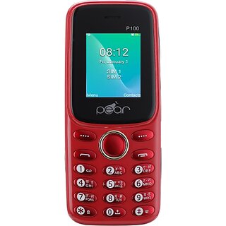                       Pear P100 (Dual Sim, 3000 mAh Battery, 1.8 Inches Display, Red)                                              