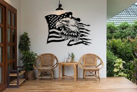 LIND SHOP American Eagle Metal Wall Art, American Flag Wall Decor, US Large Metal Eagle Wall Sign, Fourth of July Indepe