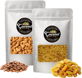 Pack of 2 Dry Fruit Stores Healthy Combo Pack of Premium Almond and Kismis, 100 Grams Each