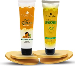 Belledew Radiance  Protection Skincare Duo - Ubtan Face Wash  Sunscreen SPF50 with Niacinamide