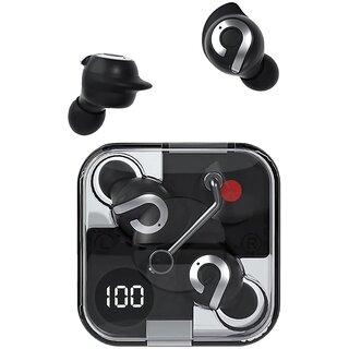                       Digimate Pulse Pods 2.0 Extra Bass Pro Transparent Noise Reduction True Wireless Earbuds with Charging Case Bluetooth Version 5.1 with MIC (DG-EP08, Black)_DIGCLONE134                                              