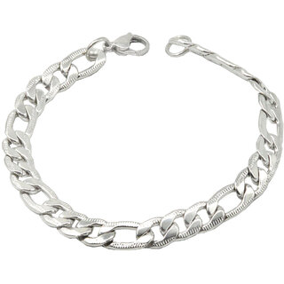                       Sullery 8mm widthFigaro Link Chain Silver  Stainless Steel  Bracelet For Men And Women                                              