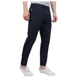                       Men's Black Polyester Lycra Track Pant                                              