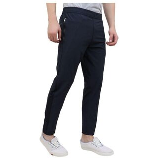 Men's Black Polyester Track Pant