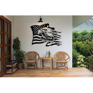 LIND SHOP American Eagle Metal Wall Art, American Flag Wall Decor, US Large Metal Eagle Wall Sign, Fourth of July Indepe