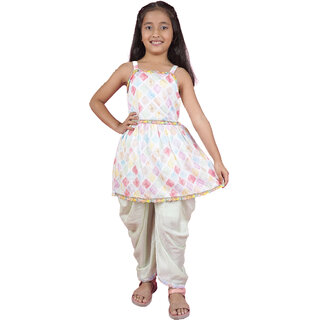 Kid Kupboard Cotton Girls Patiala Suit Set, Multicolor, Sleeveless, 6-7 Years KIDS6585 Kid Kupboard Cotton Girls Patiala Suit Set, Multicolor, Sleeveless, 6-7 Years KIDS6585