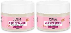 Globus Natural Rice Ceramide Revival Face Cream, For Korean Glass Skin, 50 gm (pack of 2 )