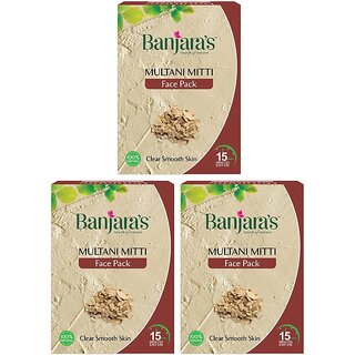                       Banjaras Touch Of Nature Multani Mitti Face Pack 100gm Pack Of 3                                              