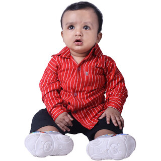                       Kid Kupboard Cotton Baby Boys Shirt, Red, Full-Sleeves, 9-12 Months KIDS6597                                              