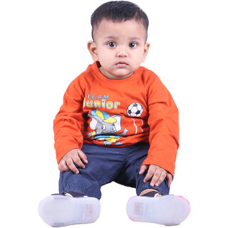 Kid Kupboard Cotton Baby Boys T-Shirt, Orange, Full-Sleeves, 9-12 Months KIDS6598 Kid Kupboard Cotton Baby Boys T-Shirt, Orange, Full-Sleeves, 9-12 Months KIDS6598
