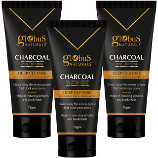 Globus Naturals Charcoal Peel Off Mask, Deep Cleanse, Enriched with Vitamin E Argan Oil, 75gms (pack of 3) Globus Naturals Charcoal Peel Off Mask, Deep Cleanse, Enriched with Vitamin E Argan Oil, 75gms (pack of 3)