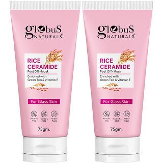                       Globus Natural Rice Ceramide Peel Off Mask, For Korean Glass Skin, 75gm( pack of 2)                                              