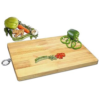                       Mannat Anti-Bacterial Single Solid BlockWooden Chopping -Wood Cutting Board with Metal Handel  Eco-Friendly,Knife Safe.                                              