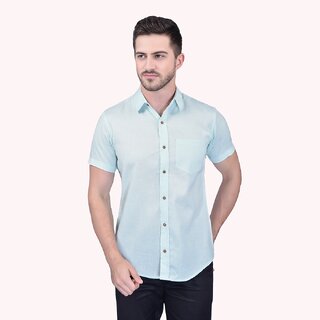                       PrintCultr Men Regular Fit Solid Casual Shirt (Blue)                                              