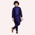 Roundfeet Boys Solid Pure Silk Kurta and Pyjama Set (Dark Blue)