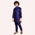 Roundfeet Boys Solid Pure Silk Kurta and Pyjama Set (Dark Blue)