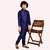 Roundfeet Boys Solid Pure Silk Kurta and Pyjama Set (Dark Blue)