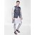 Roundfeet Men Silk Blend Blue Kurta Pyjama Ethnic Jacket Set