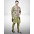 Roundfeet Men Silk Blend Green Kurta Pyjama Ethnic Jacket Set
