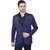 Roundfeet Men Solid Tuxedo Style Formal Blazer (Blue)