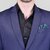 Roundfeet Men Solid Tuxedo Style Formal Blazer (Blue)
