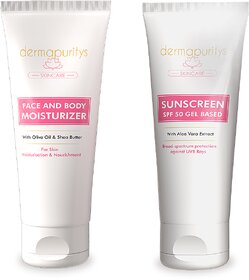 Derma Puritys Sunscreen SPF 50 with Aloe Vera Extract - 100ml  Face  Body Moisturizer, Skin Nourishment - 100ml