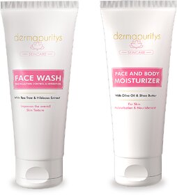 Derma Puritys Face wash - 100ml + Face  Body Moisturizer with olive oil extract - 100ml