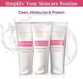 Derma Puritys 3-in-1 Skincare Combo - Face Wash (100 ml), SPF 50 Sunscreen (100 ml) and Face  Body Moisturizer (100 ml)