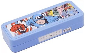 Mannat Puzzle Plastic Pencil Box With Puzzle game And NumberLock,Captain America Art Plastic Pencil Box(Set of 1,blue)