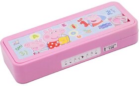 Mannat Puzzle Plastic Pencil Box With Puzzle game And NumberLock,Peppa Pig Art Plastic Pencil Box(Set of 1,Pink)