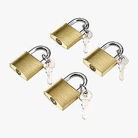 Seema Brass Pressing Lock 20mm with 2 keys Hard Stainless Steel for Suitcase,Home shutters Cabinet,pet Doors(Pack of 4)