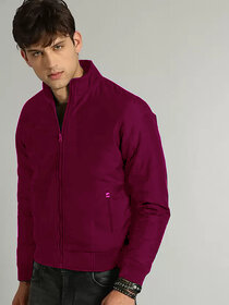 Clothster Men's Stylish Polyester Bomber Jacket - Lightweight, Trendy Design Pockets (Maroon)