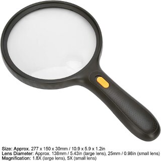                       STAR MAGIC 1.8X 5X Lens 3LED Handheld Reading Magnifier (Without Battery)                                              