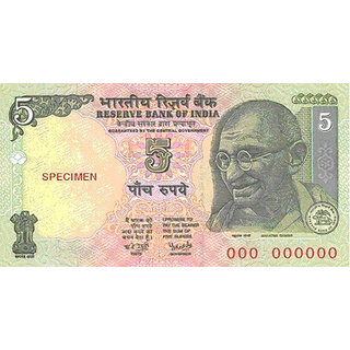                       five rupees specimen note unc condition                                              