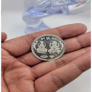                       Silver Coin 5 g Laxmi and Ganesh Religious  Spiritual Benefit of Silver Coin                                              