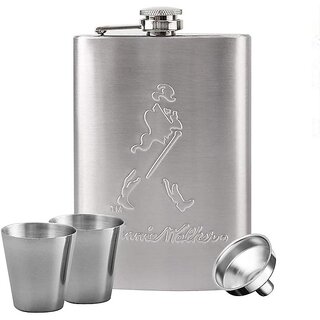                       STAR MAGIC 8oz JW Stainless Steel Hip Flask -2SHOT  FUNNEL SET                                              