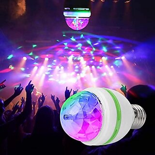                       Multicolor 360-Degree Crystal Rotating Bulb  Dynamic LED Light for Parties and Events (Multi Colors)                                              
